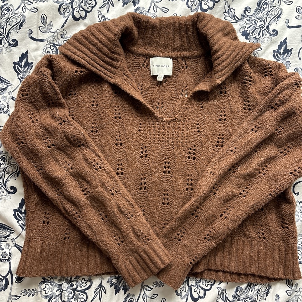 brown collar sweater